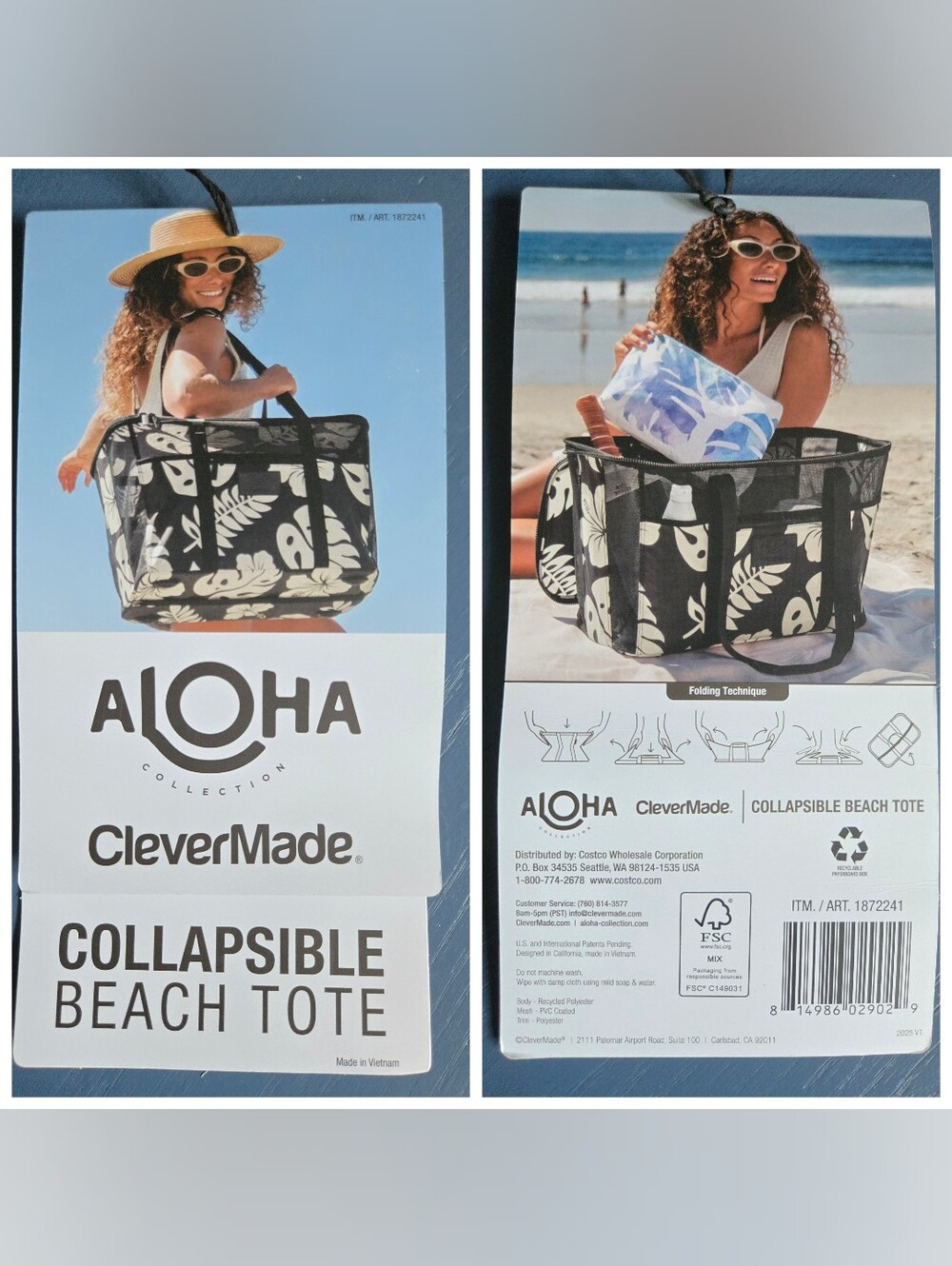 NWT ALOHA COLLECTION Collapsible Beach Tote - Picture 2 of 5